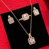 Pendientes de anillo con incrustaciones de circonita de diamante nuevos transfronterizos, conjunto de collar, moda para mujer, Joker, traje de joyería de alta gama, venta al por mayor