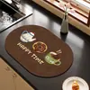 Tapete Drenante Criativo Retro para Cozinha, Tapete Anti-Escaldante e Isolante Térmico para Tigelas e Hashis de Mesa, Tapete Absorvente de Água de Terra de Diatomáceas para Balcão de Bar e Máquina de Café