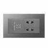 Versão de Hong Kong e Macau Tomada Britânica 13A com Carregamento Rápido USB Tipo-C Padrão Britânico Perna Quadrada Três Furos Cinza Painel 86