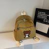Mochila Popular de Invierno de Pana para Mujer 2024 Nueva Moda Mochila Versátil Lindo Oso Mochila Escolar para Estudiantes