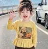 Conjunto de Otoño para Niñas 2026 Nueva Moda Dibujos Animados Encaje Camiseta de Manga Larga y Pantalones de Pierna Ancha Ropa de Otoño Moderna para Niños