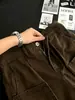 Jeans de trabajo vintage marrones para hombre, estilo retro americano, bolsillos grandes, pierna recta, adelgazantes, ligeramente acampanados