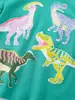 Fornecimento Transfronteiriço Camiseta Infantil de Manga Curta Coleção Primavera/Verão 26ª com Estampa de Dinossauro Desenho Animado, Camiseta Básica Masculina Gola Redonda