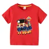 Nueva Ropa Infantil Camiseta de Verano de Manga Corta con Temática de Bomberos para Niños, Camiseta Base, Camiseta de Media Manga para Bebé, Top Infantil