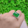Anillo masculino de calcedonia verde bañado en plata s925, venta al por mayor de fábrica, anillo de boca viva de calcedonia verde, venta al por mayor