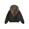Chaqueta de Algodón con Capucha Doble Cara para Hombre Marca de Moda Retro Versátil Casual Ropa de Abrigo Estilo Americano Color Sólido Holgada Cálida