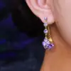 2026 Nuevo Estilo Francés Accesible Lujo Exquisito Morado Completamente Diamantados Pendientes de Cesta de Moda Retro Pendientes de Diseño de Alta Gama para Mujeres