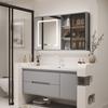 Gabinete de Baño Integrado de Cerámica de Roble Crema Lavabo Combinado Lavabo de Baño Lavabo