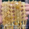 14mm Piedra Natural Cristal Ágata Plano Trébol de Cuatro Hojas Pulsera DIY Collar Accesorios de Joyería Productos Semiacabados Venta al por Mayor