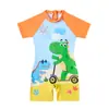 Roupa de Banho Nova para Meninos 2027, Roupa de Banho Peça Única de Manga Curta Estampada com Desenhos para Crianças Pequenas, Roupa de Banho para Bebês