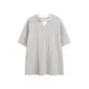 Camiseta Casual de Manga Corta con Cuello en V Estilo Americano, Falso Dos Piezas, Corte Holgado, Texturizada, Transpirable, Camiseta Estilo Old Money para Hombre