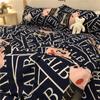 Juego de cama de cuatro piezas con funda de edredón y sábana gris y negra, juego de cama a cuadros sencillo y moderno para hombre, juego de tres piezas