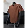 Camisa Masculina de Manga Curta com Gola Cubana Jacquard Vazado Original do Fabricante, Estilo High-End Old Money de Verão