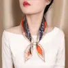 Lenço de seda estilo vintage para primavera e verão, com estampa paisley, contas e fecho magnético, pequeno lenço de pescoço estilo luxo leve de alta qualidade, acessório feminino com fita