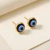 Brincos Circulares Espirais Pequenos Estilo Europeu e Americano com Gotejamento de Óleo de Diabo, Design de Luxo Leve, Moda Gótica e Acessórios de Orelha Elegantes