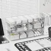 Caja de almacenamiento estilo cajón para escritorio, caja de acrílico transparente, organizador de papelería para escritorio, estante de almacenamiento para artículos pequeños de oficina