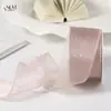 Cinta de Organza Perlada Brillante con Empaque de Caja de Regalo Floral, Cinta de Encaje Ondulado, Cinta de Gasa Nieve para Lazos de Bricolaje