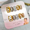 Peças de Arte para Unhas Olho de Gato Estampa de Leopardo Hot Girl Feitas à Mão 10 Peças Patch de Unha com Diamante Venda Quente Glitter Unhas Vestíveis