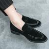 Beijiang Lobo Verano Nuevos Zapatos de Frijol Zapatos de Cuero Esmerilado para Hombre Casual Amor Moderno Zapatos para Hombre Barbero KTV para Hombre