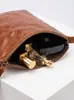 Bolso bandolera de piel de vaca de capa superior transfronterizo para mujer, bolso de almacenamiento portátil vintage de cuero genuino, bolsa de maquillaje duradera de gran capacidad