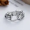 Chiba Taiyin retro do viejo estilo étnico dinero koi loto hueco personalidad anillo abierto mujeres enviar amigos moda