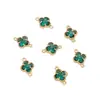 Cobre Relleno de Oro de 14K Borde de Circonita de Cristal Trébol de Cuatro Hojas Colgante Doble Accesorios Hecho a Mano DIY Colgante Accesorios de Joyería Al por Mayor
