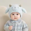 Conjunto de Chapéu e Cachecol de Tricô para Bebê Outono e Inverno Chapéu Quente Adorável com Proteção para as Orelhas para Meninos