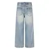Jeans Rasgado Retro Americano Masculino Punk Marca Tendência Gradiente Lavado Perna Reta Perna Larga Calça Longa Calça Casual Solta