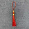 DIY Borla Pequeña con Cuentas Poliéster Seda de Hielo Sobre Rojo Borla Marcador de Libros Pequeño Fabricante Mayorista Nudo Chino
