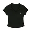 Camiseta de Verano de Algodón Puro de Manga Corta para Mujer Talla Grande, Diseñada con Cuello Polo, Corte Ajustado, Hombro Normal, Top Favorecedor