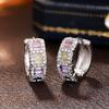 Pendientes Largos Cuadrados de Color Cao Shicai Elegantes de Moda Combinables Micro-incrustados Diseño para el Día a Día Hebilla Redonda para la Oreja