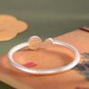 Joias de Prata Prata Pura 999.9 Esmalte Dourado Flor Auspiciosa Pulseira Moda Versátil Luxo Leve Bracelete Aberto