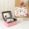 Estuche de Maquillaje de Dibujos Animados de Moda Kuromi con Espejo, Organizador Infantil y Caja de Cuero para Guardar Tarjetas
