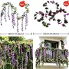 Parede de Flores de Glicínia Artificial Pendente de Parede Fios de Flores Violetas com Rosas Roxas Decoração de Interior Decoração de Teto de Shopping
