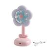 Nuevo Ventilador de Escritorio Pequeño con Flor Carga USB con Luz Nocturna Dormitorio de Estudiantes Oficina Mini Ventilador Regalo