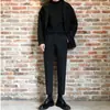 Pantalones de vestir cropped ajustados para hombre talla grande, pantalones de vestir casuales rectos de moda con efecto de caída