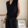 Otoño e Invierno Nuevo Cárdigan de Punto de Lana Pura Chaleco para Mujer Cuello en V Color Puro Suelto Sin Mangas Pecho Sencillo Chaleco en Capas
