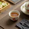 Glacê de Caramelo Azul e Branco Vermelho Ardósia Orquídea Borboleta Pintada à Mão Cerâmica Xícara Mestra Xícara de Chá Doméstica Conjunto de Chá Kung Fu Xícara de Chá
