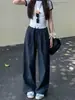 Calça Casual Xadrez Retrô Americana Feminina 2026 Primavera Verão Casal Cintura Elástica Perna Reta Solta Emagrecedora Calça Esportiva