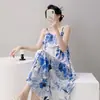 Nueva Bata de Noche de Algodón con Tirantes para Mujer, Vestido Delgado Estampado de Verano, Ropa para el Hogar, Vestido Pijama, Venta Directa de Fábrica