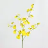 Flores Artificiales de Seda Orquídeas Otoñales Danzantes Orquídeas Falsas Oncidium Amarillo Decoración del Hogar Boda Arte Floral