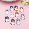 Luminária Pendente de Liga de Metal com Pingente de Gato Estampado Fofo Borda Dourada Gato Pequeno Animal de Estimação Artesanal Cola de Creme Acessórios para Joias DIY Atacado