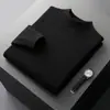 Suéter de cuello alto medio para hombre, lana pura, otoño e invierno, camiseta básica de manga larga, talla grande, holgado y grueso, disponible para venta al por mayor