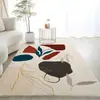 Série de Tapetes Estilo Abstrato Geométrico, Imitação de Caxemira, Capachos Macios e Confortáveis, Tapetes Decorativos Bonitos e Versáteis para a Sala de Estar