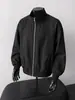 Chaqueta de trabajo con silueta para hombre con cuello alto, ajuste otoño cl, chaqueta corta de béisbol con patchwork, marca de tendencia deconstruida, púrpura ean