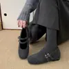 Zapatos Mary Jane de pelo estilo Chanel para mujer, para uso exterior en otoño e invierno, con aumento interno de altura, zapatos cálidos y cómodos de algodón felpudo