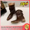 Botas de motorista con tacón grueso y hebilla de cinturón, botas cortas adelgazantes y versátiles, diseño de nicho otoño 2026, botas Martin retro con tachuelas y punta fina