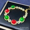 Ventas Directas de Fábrica alto hielo plata 925 chapada incrustada calcedonia verde lujo pulsera de diamantes completa ágata pulsera para mujer joyería