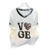 Camiseta de Manga Curta Estilo Jersey Retrô Americano Feminina Verão Estampa de Leopardo Contrastante Decote V Modelador Secagem Rápida Solta Casual