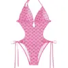 2027 Nuevo Modelo Comercio Exterior Transfronterizo Estilo Europeo y Americano Traje de Baño de Una Pieza con Flores Pequeñas Bikini Sexy Traje de Baño para Mujer Huludao